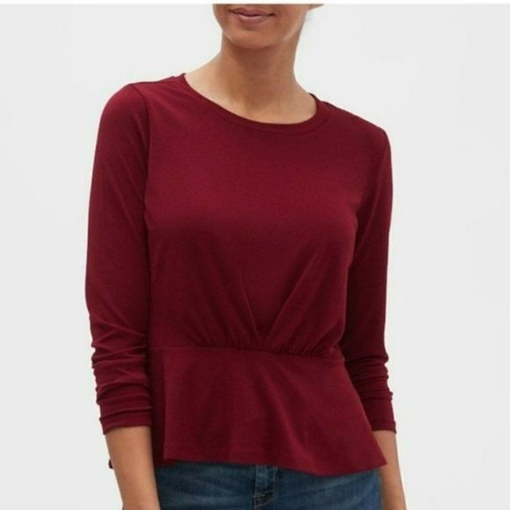 Banana Republic Peplum Top Burgundy Sz XS
